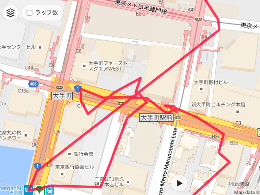 移動ルートの軌跡